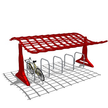 现代自行车车棚草图大师模型，自行车车棚sketchup模型下载