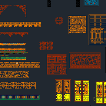 镂空雕花CAD素材.,图库CAD建筑图纸下载