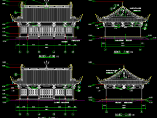 著名真武大殿复建工程建筑施工图，寺庙CAD建筑施工图下载