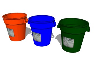 现代分类环保垃圾桶草图大师模型，垃圾桶SU模型下载