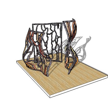 现代抽象雕塑小品草图大师模型，雕塑sketchup模型下载