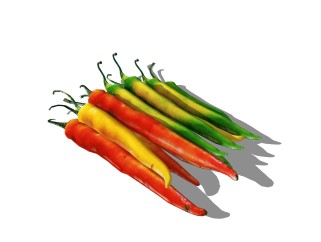 现代蔬菜辣椒草图大师模型，食品sketchup模型下载