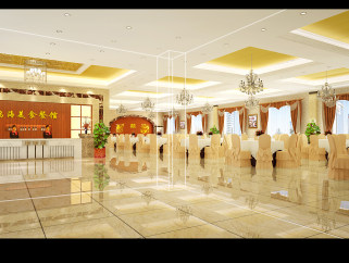 内蒙古现代酒店餐厅施工图，餐厅CAD建筑图纸下载