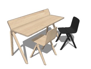 北欧书桌椅草图大师模型，书桌sketchup模型