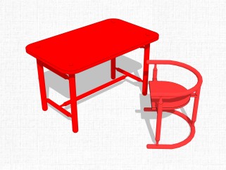 现代儿童桌椅草图大师模型，儿童桌椅su模型下载