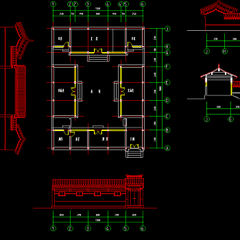 中式四合院CAD施工图，四合院CAD建筑图纸下载