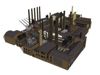 工业风工厂草图大师模型，厂房sketchup模型免费下载