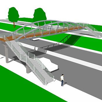 现代人行天桥草图大师模型，人行天桥sketchup模型免费下载