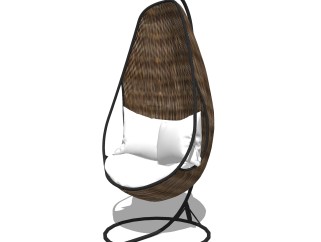 现代时尚藤编吊椅sketchup模型，吊椅草图大师模型下载