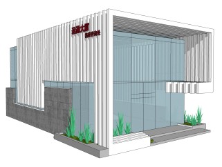 现代售楼处建筑方案草图大师模型，建筑构件sketchup模型免费下载