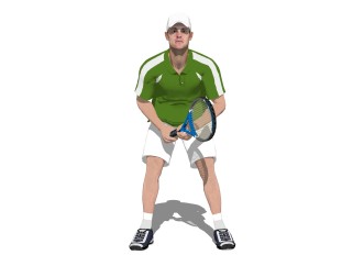 现代网球运动员草图大师模型，3D真人su模型下载