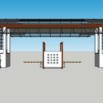 新中式入口大门su模型下载，sketchup入口大门skp模型