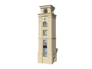 欧式新古典塔楼草图大师模型，新古典塔楼sketchup模型免费下载