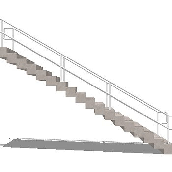 现代钢结构单跑楼梯草图大师模型，钢结构单跑楼梯sketchup模型免费下载