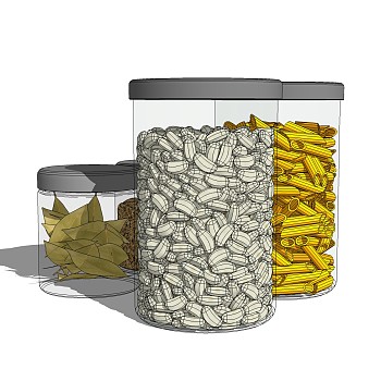 现代调味料草图大师模型，厨具sketchup模型下载