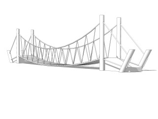 吊桥草图大师模型设计下载，sketchup吊桥su模型分享