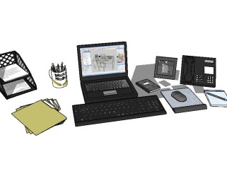 现代笔记本电脑草图大师模型，电脑sketchup模型下载
