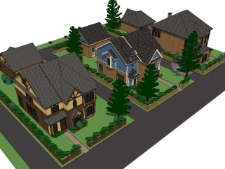 欧式别墅sketchup模型，别墅草图大师模型下载