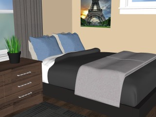 现代卧室免费su模型，卧室skp模型下载