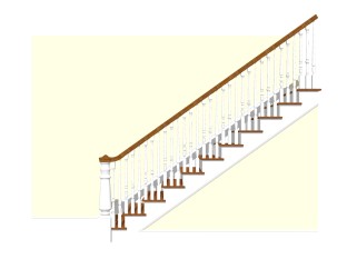 欧式单跑楼梯草图大师模型，单跑楼梯sketchup模型免费下载