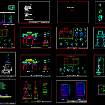 牌坊CAD施工图，牌坊CAD建筑图纸下载
