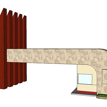 现代入口大门su模型下载、入口大门草图大师模型下载