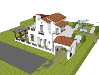 欧式别墅su模型，别墅sketchup模型下载