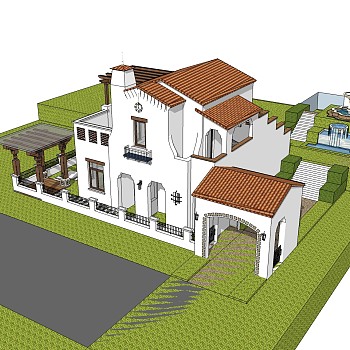 欧式别墅su模型，别墅sketchup模型下载