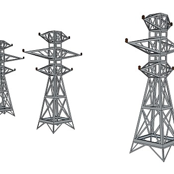 工业风电线杆免费su模型下载、电线杆草图大师模型下载