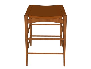现代实木吧椅su模型，椅子草图大师模型下载