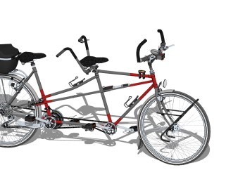 现代双人自行车SKB模型，双人自行车草图大师模型下载