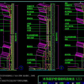 原创木墙裙CAD节点大样图，墙裙CAD节点大样图纸下载