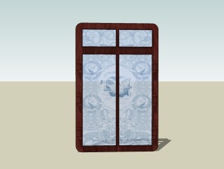 现代中式窗户su模型，窗户草图大师模型下载