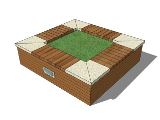 现代方形树池skp文件下载，树池坐凳sketchup模型分享