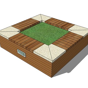 现代方形树池skp文件下载，树池坐凳sketchup模型分享