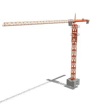 现代大型工用塔吊起重机su模型，工业器材草图大师模型下载