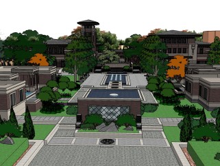 新中式建筑会所模型，sketchup模型免费下载