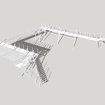 现代人行天桥草图大师模型，人行天桥sketchup模型免费下载