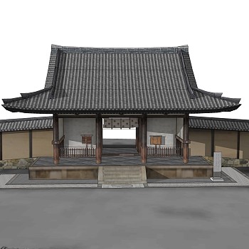 中式寺庙草图大师模型，寺庙SKP模型下载