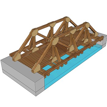 现代桥梁草图大师模型下载，sketchup桥梁su模型分享