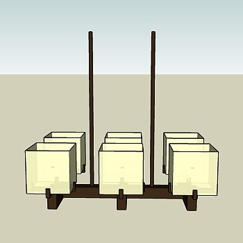 新中式吊灯sketchup模型，吊灯草图大师模型下载