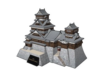 日式古建楼sketchup模型下载，古建楼草图大师模型
