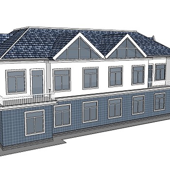 中式建筑会所，sketchup模型免费下载