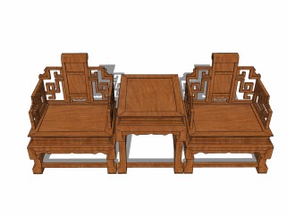 中式实木椅sketchup模型，实木椅草图大师模型下载