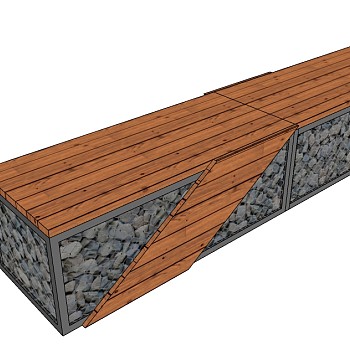 户外长椅草图大师模型下载，条形长椅SU模型下载