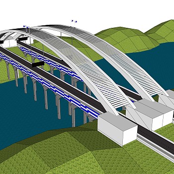 现代桥梁草图大师模型下载，sketchup桥梁su模型分享