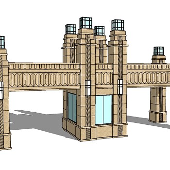 欧式入口大门草图大师模型下载，入口大门sketchup模型