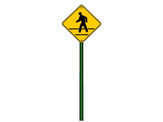 现代注意行人道路交通标志牌su模型下载、注意行人道路交通标志牌草图大师模型下载