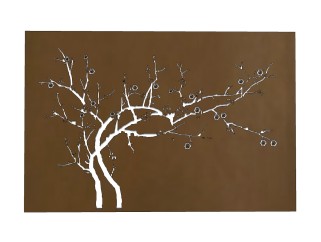 现代树枝图案锈板草图大师模型，锈板su模型下载