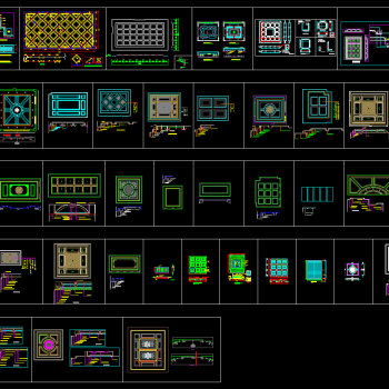 原创整木固装吊顶天花深化设计图纸，天花吊顶CAD设计图纸下载